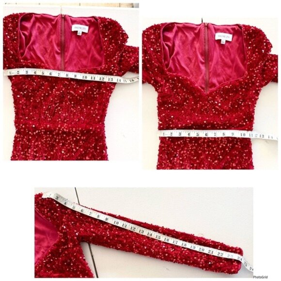 FAERIESTY red Sweetheart Neck Split Thigh Sequin Formal Dress XSmall - Picture 11 of 15